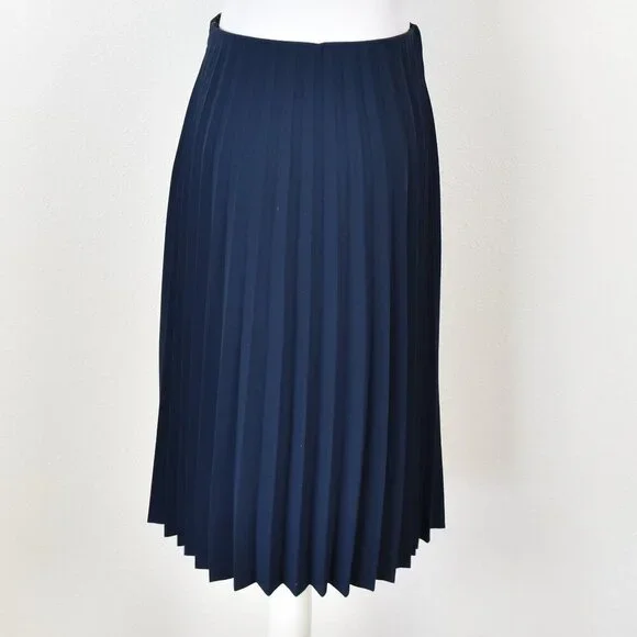 Everlane Pleated Navy Blue Midi Skirt - 2 - Picture 5 of 8